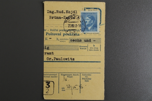 Böhmen & Mähren, MiNr. 99 auf Paketkartenabschnitt