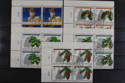 Schweiz, MiNr. 1483-1487, Viererblock, Ecke links unten, ESST