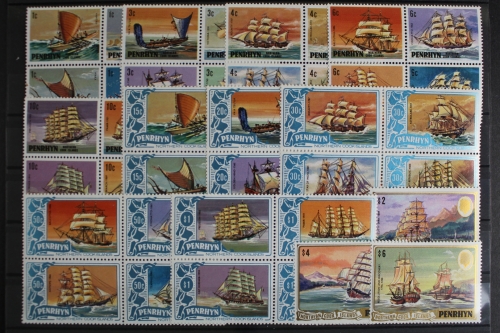 Penrhyn, Schiffe, MiNr. 173-212 Viererblöcke + 213-215, postfrisch