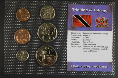 Trinidad & Tobago, BTN-Kursmünzensatz verschiedene JG, 6 Münzen