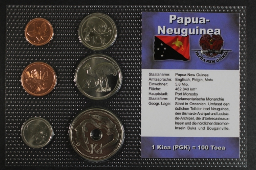 Papua-Neuguinea, BTN-Kursmünzensatz verschiedene JG, 6 Münzen
