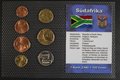 Südafrika, BTN-Kursmünzensatz verschiedene JG, 7 Münzen