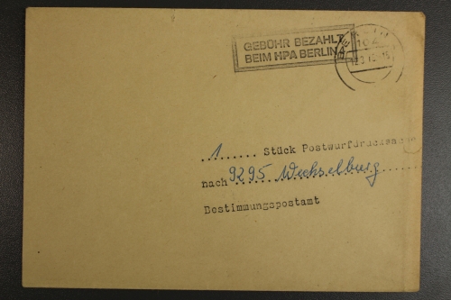 Wechselburg / Berlin, Gebühr bezahlt HPA Berlin 4, 3zeiliger Stempel......