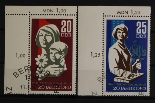DDR, MiNr. 1256-1257, Ecken links oben, gestempelt
