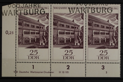 DDR, MiNr. 1235, Dreierstreifen, Ecke links unten, DV 3, gestempelt