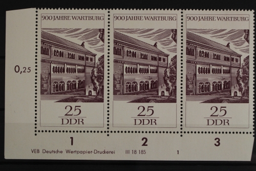 DDR, MiNr. 1235, Dreierstreifen, Ecke links unten, DV 1, postfrisch