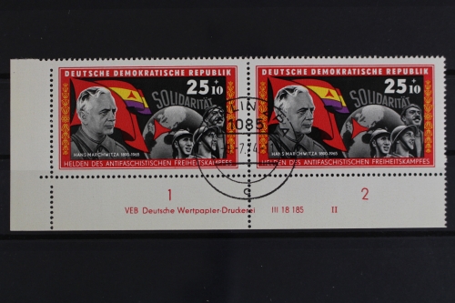 DDR, MiNr. 1200, waagerechtes Paar, Ecke links unten, DV II, gestempelt