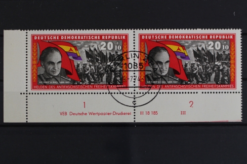 DDR, MiNr. 1199, waagerechtes Paar, Ecke links unten, DV III, gestempelt