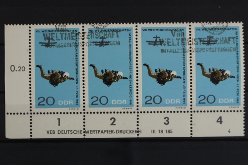 DDR, MiNr. 1195, Viererstreifen, Ecke links unten, DV 4, gestempelt