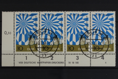DDR, MiNr. 1193, Viererstreifen, Ecke links unten, DV 4, gestempelt