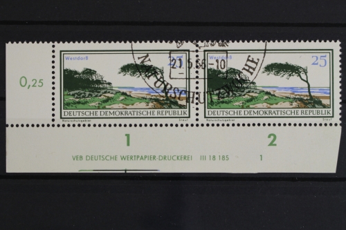 DDR, MiNr. 1182, waagerechtes Paar, Ecke links unten, DV 1, gestempelt