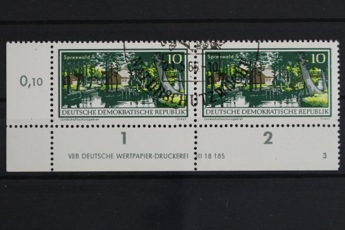 DDR, MiNr. 1179, waagerechtes Paar, Ecke links unten, DV 3, gestempelt