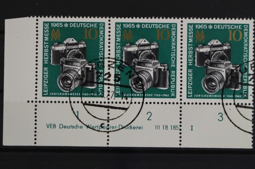 DDR, MiNr. 1130, Dreierstreifen, Ecke links unten, DV I, gestempelt
