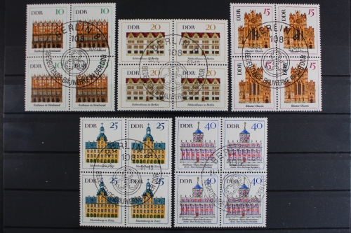 DDR, MiNr. 1246-1250, Viererblöcke, gestempelt