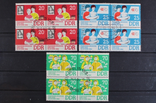 DDR, MiNr. 1030-1032, Viererblöcke, gestempelt