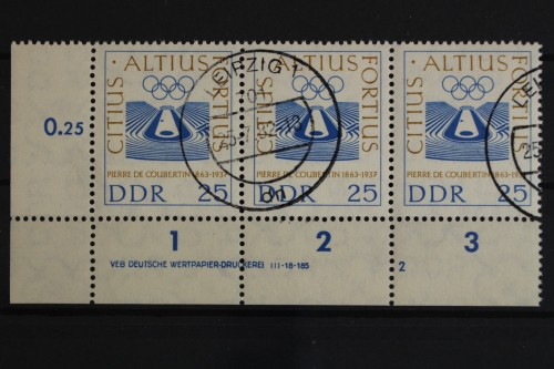DDR, MiNr. 940, Dreierstreifen, Ecke li. unten, DV 2, gestempelt