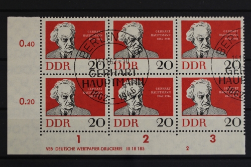 DDR, MiNr. 925, Sechserblock, Ecke li. unten, DV 2, gestempelt