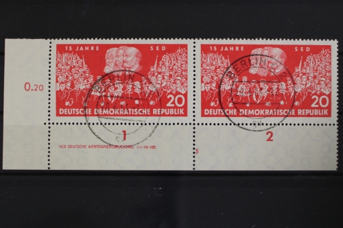 DDR, MiNr. 821, waag. Paar, Ecke links unten, DV 3, gestempelt