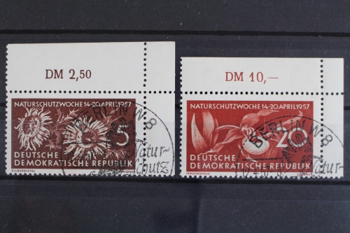 DDR, MiNr. 561 + 563, Ecken rechts oben, gestempelt
