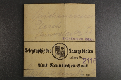 Saargebiet Telegraphie des Saargebietes, Amt Neunkirchen, 1933