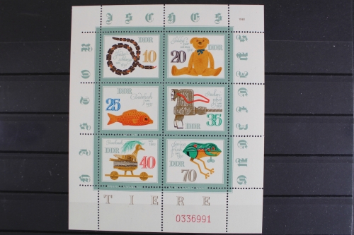 DDR, MiNr. 2661-2666 Kleinbogen, verschobene Zähnung, li. ndgz, postfrisch