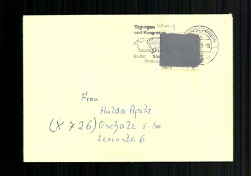 Deutschland (BRD), MiNr. 479, Postkrieg-Schwärzung, gelaufen nach Oschatz