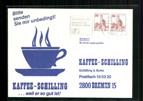 Berlin, MiNr. 673 A waagerechtes Paar auf Briefdrucksache