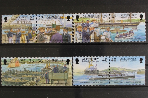 Alderney, Schiffe, MiNr. 179-186, Paare, postfrisch