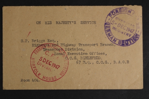 Britische Armee 1947, int. Beleg aus dem Jahr 1947 nach Bielefeld