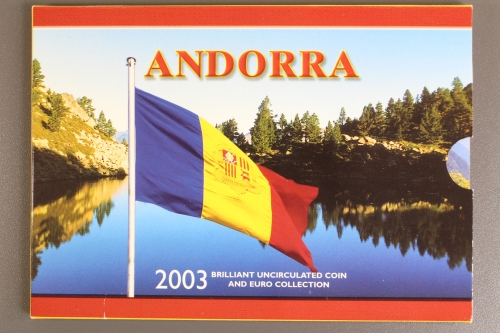 Andorra, Kursmünzensatz 2001 incl. 2 x 1 Euro, 2003, Unzirkuliert / Unc