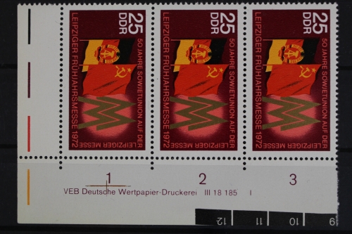 DDR, MiNr. 1744, Dreierstreifen, Ecke li. unten, DV I, postfrisch