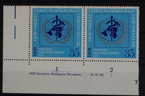 DDR, MiNr. 1748, waag. Paar, Ecke li. unten, DV I, postfrisch