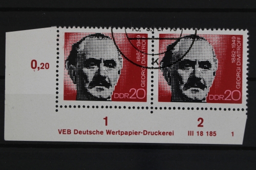 DDR, MiNr. 1784, waag. Paar, Ecke li. unten, DV 1, gestempelt