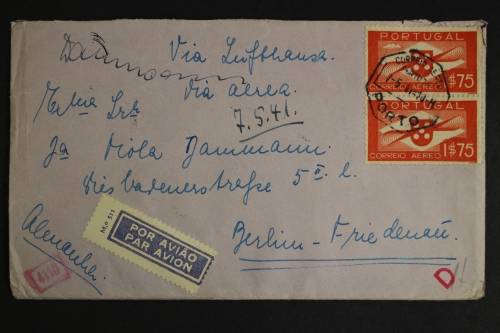 Portugal, Luftpostbrief nach Berlin, Zensurvermerke, 1941