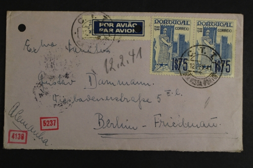 Portugal, Luftpostbrief nach Berlin, Zensurvermerke, 1941