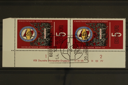 DDR, MiNr. 1173, Paar, Ecke li. oben, DV I II III IV, gestempelt