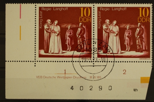DDR, MiNr. 1850, waag. Paar, Ecke li. unten, DV I, gestempelt