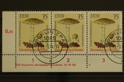 DDR, MiNr. 1939, Dreierstreifen, Ecke li. unten, DV II, gestempelt