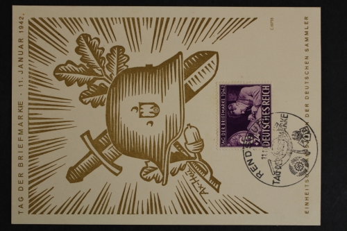 Deutsches Reich, MiNr. 811, Sonderkarte Stahlhelm, Eichenlaub & Schwert