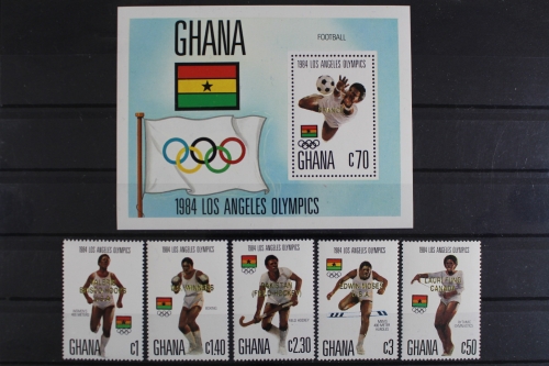 Ghana, Olympiade, MiNr. 1079-1083 + Block 115, postfrisch