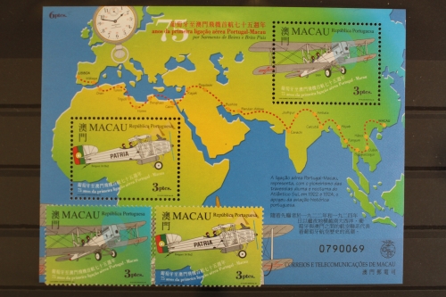 Macau, Flugzeuge, MiNr. 1014-1015 + Block 65, postfrisch