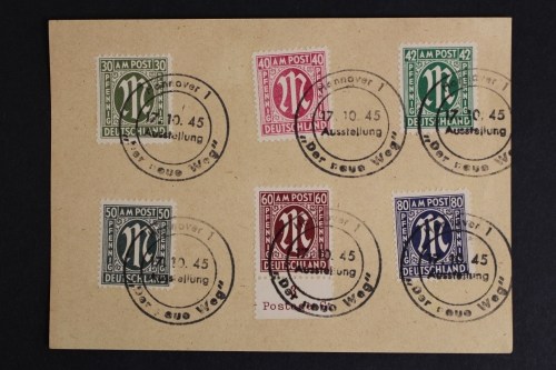 Bizone, MiNr. 29aBZ, 30aBz, 31Az, 32aAz, 33aBz + 34aCz, Karte, BPP Kurzbefund