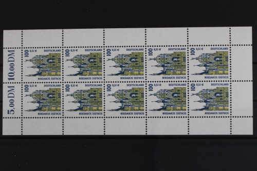 Deutschland, MiNr. 2156, Bogen SWK 100 Pf/0,51 EUR, postfrisch