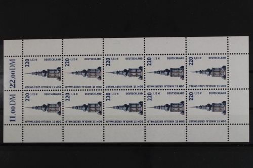 Deutschland, MiNr. 2157, Bogen SWK 220 Pf/1,12 EUR, postfrisch