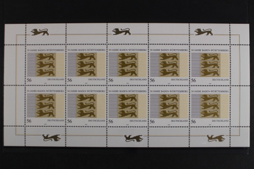Deutschland, MiNr. 2248, Kleinbogen Baden Württemberg, postfrisch