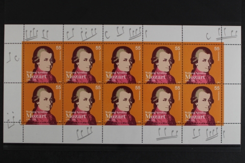 Deutschland (BRD), MiNr. 2512, Kleinbogen Mozart, postfrisch