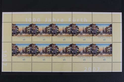Deutschland, MiNr. 2580, Kleinbogen, Fürth, postfrisch