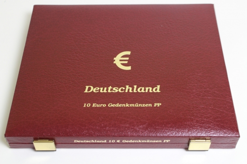 Kassette für 40 x 10 Euro Gedenkmünzen in PP, 2-lagige rote Kassette