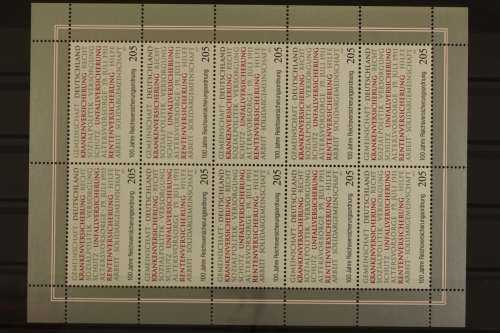 Deutschland, MiNr. 2868, Kleinbogen, Reichsversicherung, postfrisch