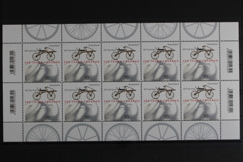 Deutschland, MiNr. 3320, Kleinbogen, Fahrrad, postfrisch